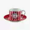 Resim Pip Studio Love Birds Kırmızı/Pembe Çizgili Kuşlu Kahve Fincanı 125ml