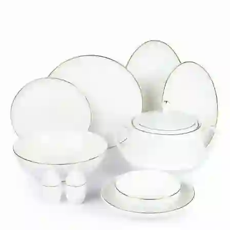 Resim Roy King Gold Thin 12 Kişilik 55 Parça Bone China Yemek Takımı