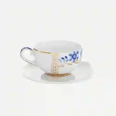 Resim Pip Studio Royal White Mavi Beyaz Porselen Kahve Fincanı 125ml