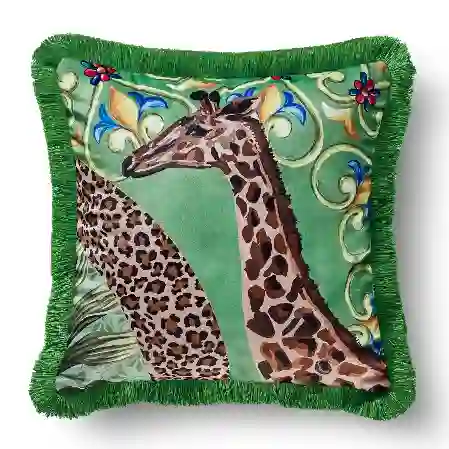 Resim Chiara Alessi IL Giardino Kadife Yastık 45x45cm - Zürafa &Chiara Alessi&