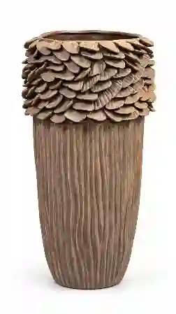 Resim Mikasa Moor Yapraklı Bej Seramik Vazo 33x57cm