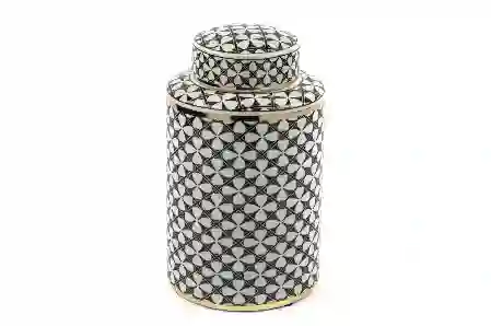 Resim Beyaz Kahverengi Yoncalı Sermaik Küp 18x30cm