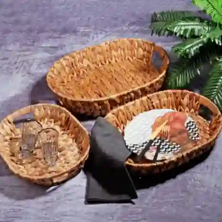 Resim Kosova 3'lü Hasır Sepet Oval