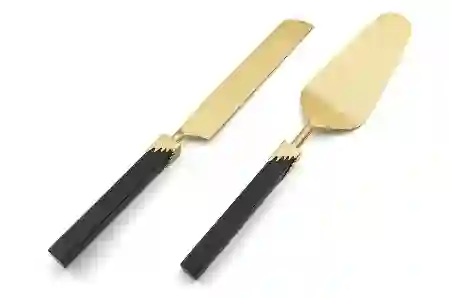 Resim Mikasa Moor Mat Gold Siyah 2'li Kek Servis Seti