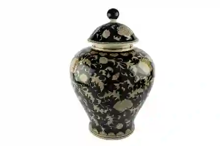 Resim Lacivert Bej Desenli Kapaklı Küp 40x57cm