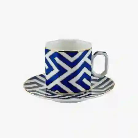 Resim CAROLINE KÖŞELİ MAVİ TÜRK KAHVESİ FİNCAN SETİ (90ml)