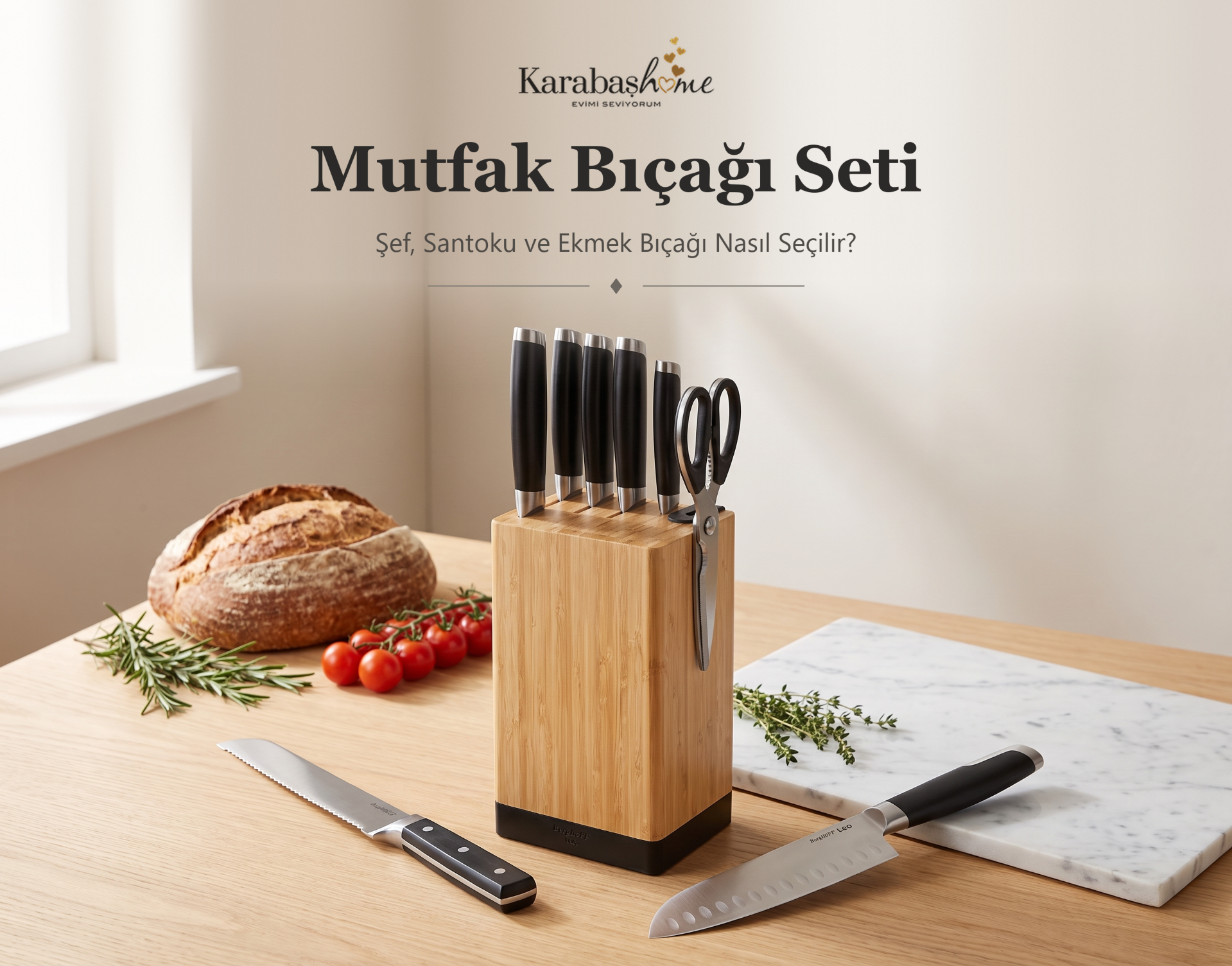 Blog yazısı Mutfak Bıçağı Seti Nasıl Seçilir? Şef, Santoku ve Ekmek Bıçağıiçin resim