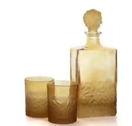 Resim Mikasa Moor Amber Aslan Kapaklı Cam Viski Seti 3Prç 800ml-280ml
