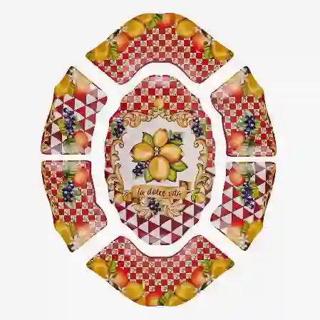Resim Capri Kırmızı Limon Buketi Meze Tabağı 7'li Set