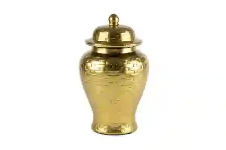 Resim Gold Hasır Desen Kapaklı Küp 20x34cm
