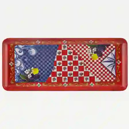 Resim CAPRİ KIRMIZI MAVİ SERVİS TABAĞI 35,5*15 CM &Chiara Alessi&