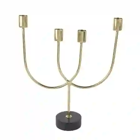 Resim Gold Siyah 4 Kollu Şamdan