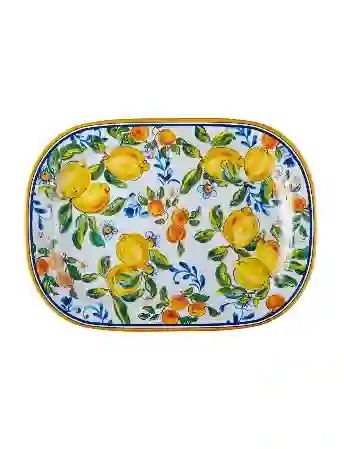 Resim Chiara Alessi Limoncello Mavi - Beyaz Oval Servis Tabağı 44cm &Chiara Alessi&
