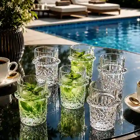 Resim Kosova Jsh-09 Kristal 6'Lı Kahve Yanı Su Bardağı (8Cm)