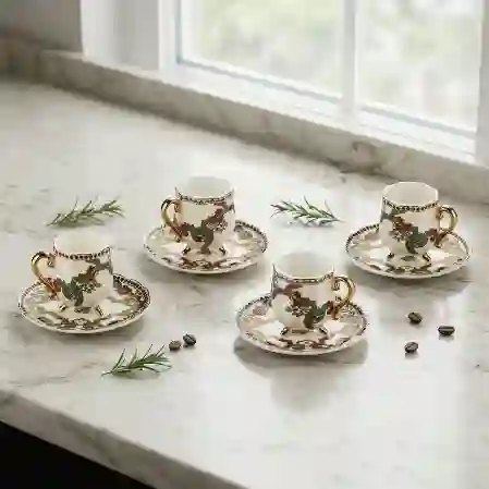 Resim Lucky Art Velora Bone 4Lu Kahve Fıncanı Setı 80Cc