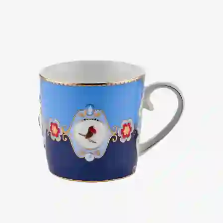 Resim Pip Studio Love Birds Mavi Renkli Madalyon Desenli Küçük Mug 150 ml