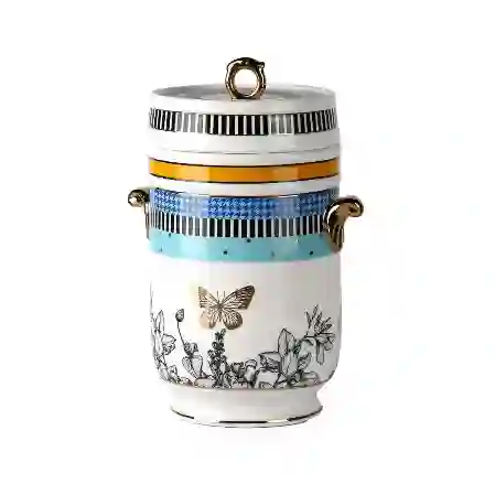 Resim Lucky Art Maggey New Bone China Porselen Kulplu 18 Cm Kavanoz