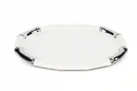 Resim Mikasa Moor Beyaz Silver Oval Servis 37X27Cm