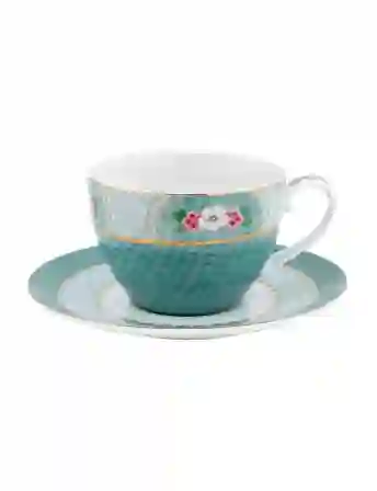 Resim Blushing Birds Mavi Porselen Çay Fincanı 280 Ml