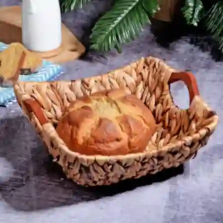 Resim Hasırlı Ahşap Kulplu Kare Sepet