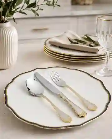 Resim Mikasa Moor Bianca Gold - Mirror 90 Parça Çatal Kaşık Bıçak Seti