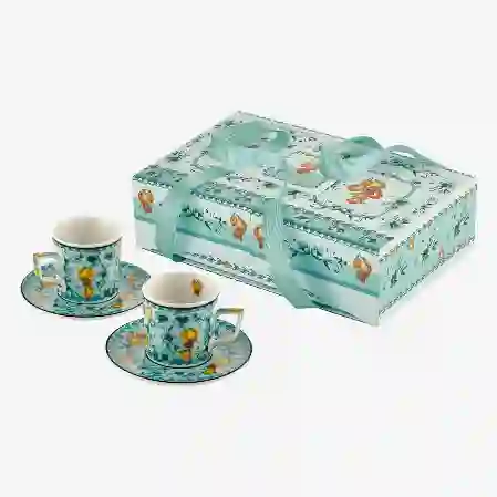 Resim Turkuaz Porselen Kahve Fincan Seti 120 Ml Arancia Collection by Chiara Alessi