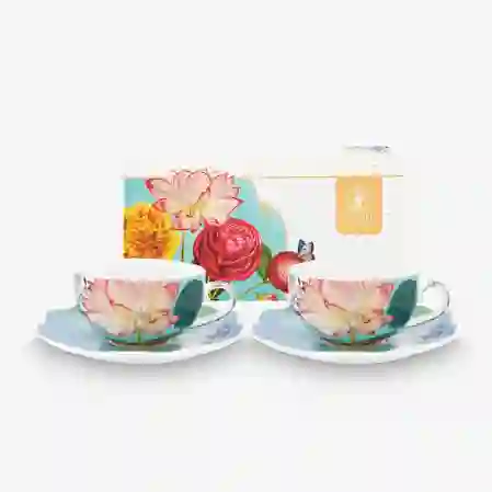 Resim Pip Studio Royal İkili Mavi Çiçek Desenli Çay Fincanı