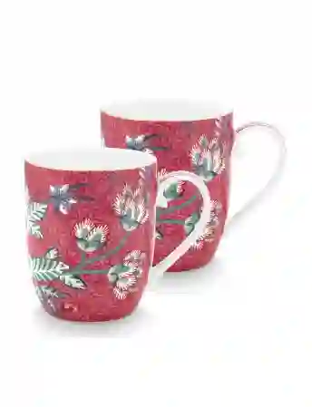 Resim Pip Studio Kırmızı Porselen Kupa Seti 145ml Flower Festival Collection
