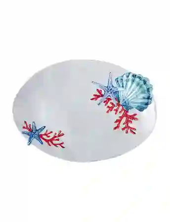 Resim Chiara Alessi Mercan Beyaz Oval Servis Tabağı 43Cm 