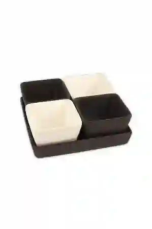 Resim MIKASA Siyah Beyaz Kare Beşli Servis 20X3cm 10X6cm