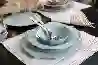 Resim Laurance Mint Yeşil Renkli New Bone China Yemek Takımı 24 Parça