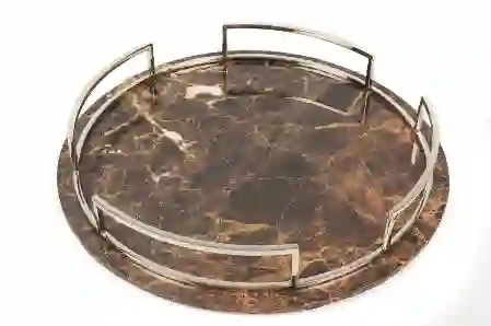 Resim Mikasa Moor Kahverengi Gümüş Tepsi 49x9cm