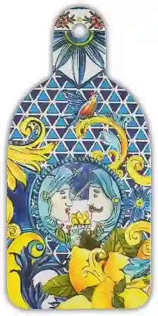 Resim MAVİ BAROK ORTA KESME TAHTASI 16,5*34,5 CM