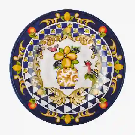 Resim Chiara Alessi Capri Mavi Vazo Desenli Tabak 21,5cm