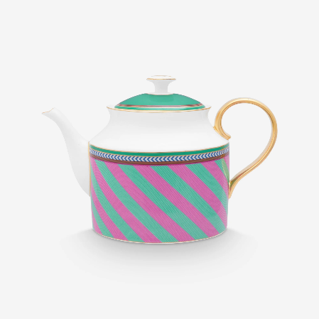 Resim Pip Studio Chique Pembe Yeşil Çizgili Demlik 1.8L