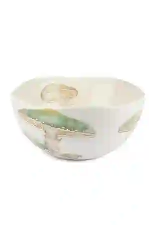 Resim Amorf Yeşil Seramik Kase 31x14cm