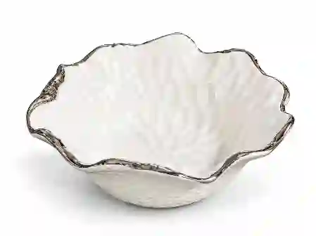 Resim Lamedore Curve Beyaz Sılver Corba Kasesı 15X15X6 Cm