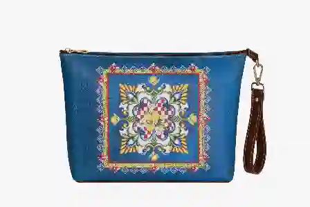 Resim Chiara Alessi Mavi Suni Deri Clutch&portföy Çanta 30X21 Cm