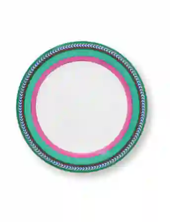 Resim Pip Studio Chique Pembe Yeşil Çizgili Tabak 23cm