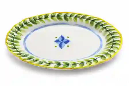 Resim Porser Mavi Çiçek Yapraklı Kayık Tabak 31Cm