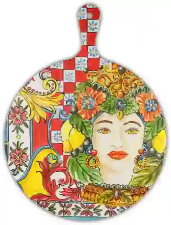 Resim TURUNCU BAROK BÜYÜK KESME TAHTASI 31,5 *41,8 CM