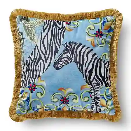 Resim Chiara Alessi IL Giardino Kadife Yastık 45x45cm - Zebra