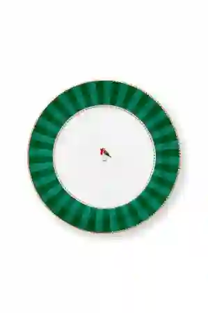 Resim Pip Studio Love Birds Yeşil Çizgili Tabak 21cm