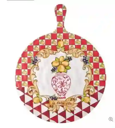 Resim Chiara Alessi Capri Kırmızı Vazo Desenli Kesme Tahtası 41cm