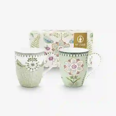 Resim Yeşil Porselen Kupa 350 Ml Lily & Lotus Collection by Pip Studio