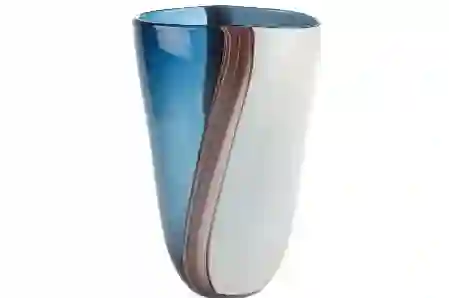 Resim Mikasa Moor Mavi Bordo Beyaz Cam Vazo 24x17x36cm