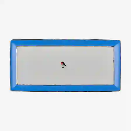 Resim Love Birds Mavi Servis Tabaği 33.3x15.5cm