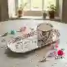 Resim Lucky Art Serenıty Bone Tek Kısılık Tepsılı Cay Fıncan Setı