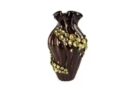 Resim Mikasa Moor Kahve Gold Çiçek Kab Vazo 23x40cm