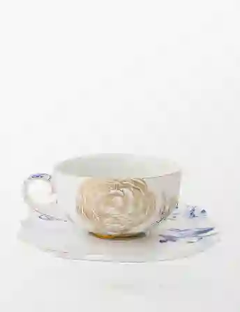 Resim Pip Studio Royal White Mavi Beyaz Porselen Çay Fincanı 225ml